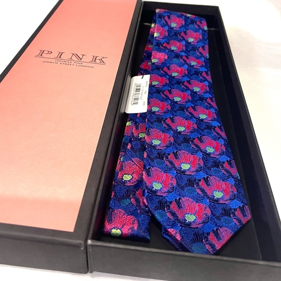 🔥STRIKING⚡️✨🆕💯LVMH AUTHN THOMAS PINK 🔥JAPANESE HIBISCUS🔥WOVEN MOTIF TIE🔥 - Picture 13 of 16